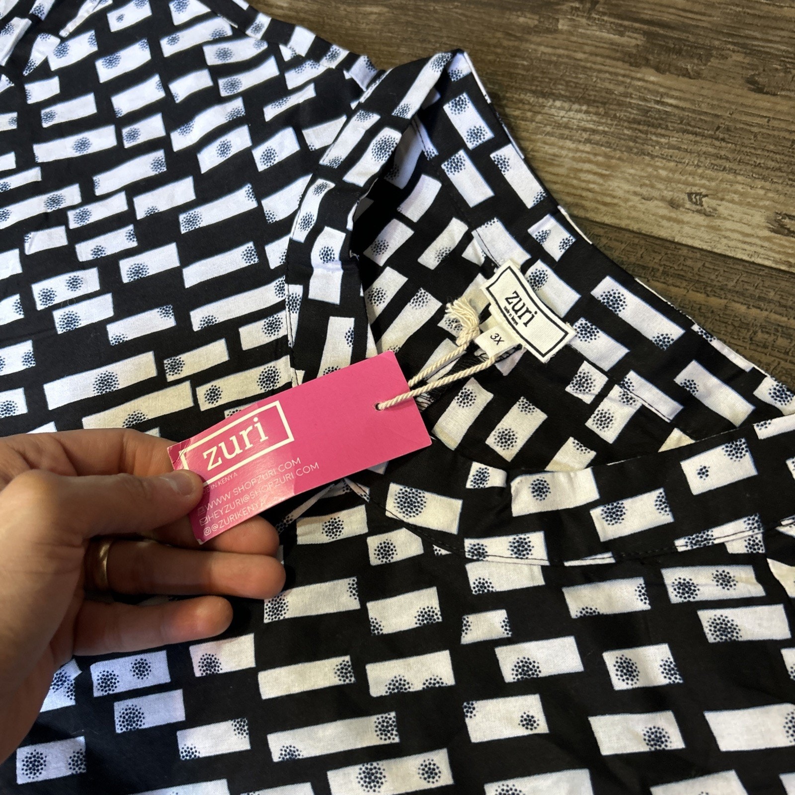 Brand New Zuri Sleeveless Maxi In Art Basil Black And White Shirt Dress 3x Long — image 2 of 6